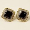 Pair of Men's John Hardy 18 Karat Yellow Gold, Diamond and Black Onyx Cufflinks. Signed. Very goood condition. Measure 3/4 inch square. Approx. weight