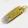 18 Karat Yellow Gold 9mm Bullet Accented Throughout with 3.0 Carat Round Cut Fancy Intense Yellow and 1.0 Carat White Diamonds. White Diamonds F-G col