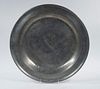 EARLY AMERICAN PEWTER CHARGER