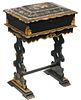 VICTORIAN PAPIER MACHE & MOTHER-OF-PEARL SEWING STAND