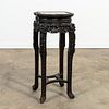 36" TALL CARVED CHINESE HARDWOOD & MARBLE STAND