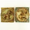 Two (2) Early 20th C Addison Mizner Carved Painted Wall Plaques/Medallions with Animals. Unsigned. Rubbing and paint loss. Measures 10" x 9". Shipping