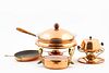 4 PCS COPPER COOKWARE, CHAFING DISHES & FONDUE