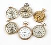 A group of 6 American gold-filled pocket watches