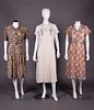 THREE HOUSE OR DAY DRESSES, 1930-1940s