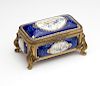 A French gilt-bronze and enameled jewelry casket