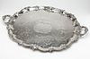 Old Sheffield silver-plated handled serving tray