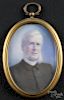 Watercolor on ivory miniature portrait of a gentleman, ca. 1900, signed Musselman, 3'' x 2''.