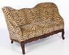 Victorian Two Seat Faux Leopard Upholstered Settee