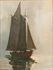 William De Garthe, Sailboat, Oil on Board
