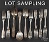 Coin silver flatware, to include examples by Lescure, Cowan, Shoemaker, etc., 19.8 ozt.