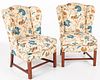 Pair of George III Style Armless Wingchairs, 20th C