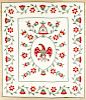 Floral appliqué quilt, mid 20th c., 94'' x 82''.