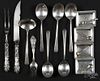 International sterling silver flatware, together with four S. Kirk & Son small trays