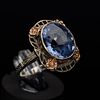 White and Rose 14K Gold Sapphire Dress Ring, c. 1940