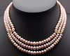 3 Strand and 14K Gold Pink Cultured Pearl Necklace