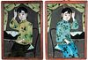 Pair of Chinese Eglomise Paintings of Women