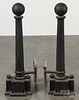 Pair of large iron andirons, early 20th c., 31 1/2'' h.