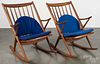Pair of Danish modern rocking chairs, by Bramin.