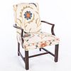 George III Style Armchair with Crewelwork Upholstery
