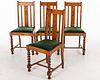 Four Stained Wood Side Chairs