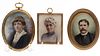 3 Portrait Miniatures, by Lewis, Williams and Fall