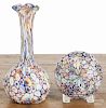Millefiori art glass vase, 8 1/2'' h., and paperweight.