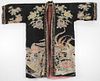 Chinese Qing Dynasty Black Noire Silk Floral Robe