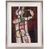 Ivan Cuevas Abstract Figural Mixed Media Painting, 1954