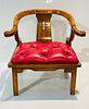 Asian Chair in Ox Blood Red Leather attb to James Mont
