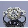 Art Deco 0.87ct Diamond 18k Gold Engagement Ring