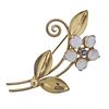Tiffany &amp; Co Retro 14k Gold Moonstone Sapphire Flower Brooch