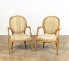 PAIR, GEORGE III-STYLE PAINTED WOODEN ARMCHAIRS