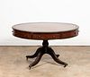 ENGLISH REGENCY STYLE RENT TABLE, LEATHER TOP