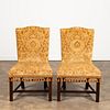 PAIR, CHIPPENDALE-STYLE UPHOLSTERED SIDE CHAIRS