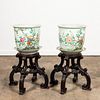 PAIR, CHINESE PORCELAIN PLANTERS & STANDS, 6PCS