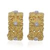 Buccellati Diamond Gold Cassettoni Half Hoop Flower Earrings