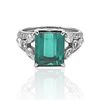 Platinum Diamond Green Tourmaline Ring