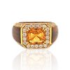 Sabadini 18k Yellow Gold Citrine Wood & Diamond Ring