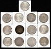 Thirteen silver Peace dollars, to include four 1924, four 1925, a 1926 D, three 1926 S, and a 1928