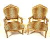 PAIR OF FRENCH STYLE CARVED ARMCHAIRS
