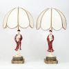 Pair of Chinoiserie Pottery Figural Lamps