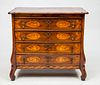 Dutch Rococo Style Walnut and Fruitwood Marquetry Chest of Drawers