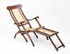 West Indian Style Mahogany and Caned Folding Lounge Chair