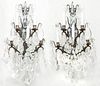 Pair of Louis XV Style Cut-Glass and Metal Four-Light Sconces