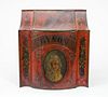 Hyson" Red-Ground Tôle Peinte Tea Canister and a Chinese Stained Wood Tea Box"