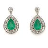 Platinum Diamond Emerald Drop EarringsÂ 