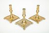 Set of Three Williamsburg Restoration Baroque Style Brass Candlesticks