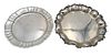 Two Sterling Silver Trays, to include one deep tray, diameter 13 1/2 inches, 14 1/2 inches, 63.7 t.oz.