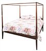 Stephen Van Kohen Custom King Size Canopy Bed, having pencil posts, height 81 inches, length 85 inches, width 81 inches.